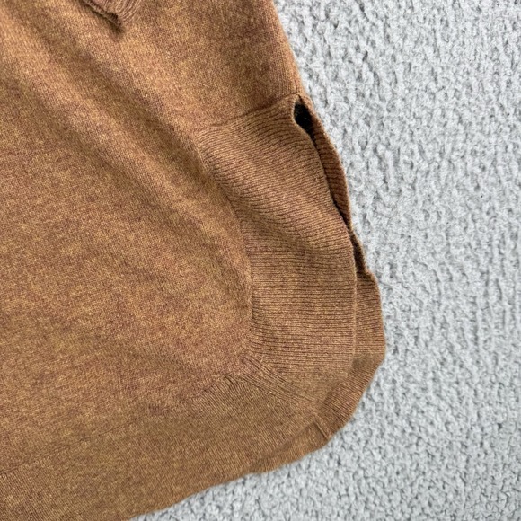 J Crew Sweater Womens M Brown Merino Wool Blend Tunic Side Slits Casual Preppy - Picture 3 of 10
